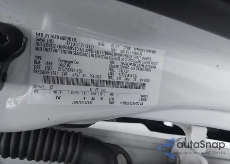 2017 Ford Focus Se из США, поврежденный, VIN 1FADP3K25HL217458